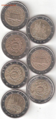 2 Евро Юбилейные 7 монет ФИКС - 2Евро Юбилей 7шт ФИКС а