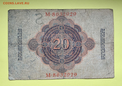 Германия 20 марок 1914 г. - A8EDBF4B-F0D6-40DF-B1E8-38748495A54C