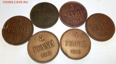 РИ Финляндия. 5 пенни, 6 штук. 1901, 06, 11, 13, 15 годы. - IMG_20200601_100647
