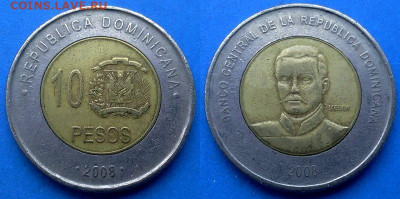 Доминикана - 10 песо 2008 года (БИМ) до 8.06 - Доминикана 10 песо, 2008