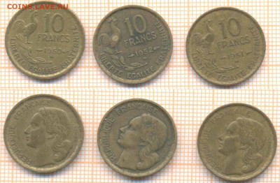 Франция 10 франков 1950,51,52 г, до 08.06.2020 г. 22.00 по М - Франция 10 франков 3шт 1022