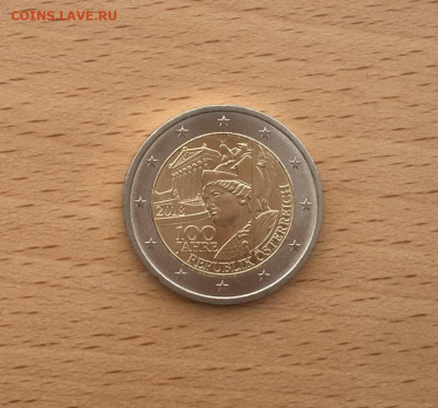 биметалл 2 евро Австрия 2018 100 лет Австрии - bimetall_2_evro_avstrija_2018_100_let_avstrii