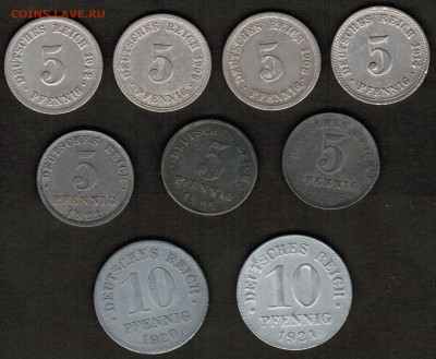Монеты Германской империи - 9 штук (1906-1921 год) - CCI02062020_00000