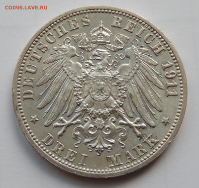 Вюртемберг 3 марки 1911 свадебник до 05.06.20 в 22.33 - 1911 а