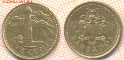 Барбадос 5 центов 2004 г., до 10.06.2020 г. 22.00 по Москве - Барбадос 5 центов 2004 149