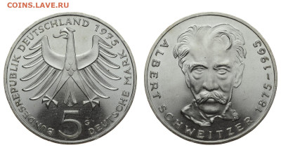 ФРГ. 5 марок 1975 г. Швейцер. До 09.06.20. - DSH_8067.JPG