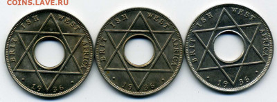10 пенни 1936г Зап Африка UNC ! Разные 3 монеты. до 10 06 - img475