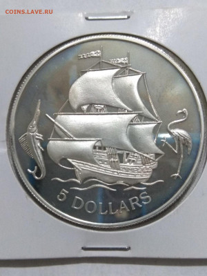 Багамские острова.1993. $5.Парусник.Ag925.PROOF 14.06в22.00 - 815950045