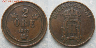 Швеция 2 эре 1907 до 17-06-20 в 22:00 - Швеция 2 эре 1907    201-к81-11365