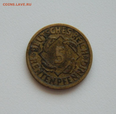 Германия 5 рентенпфеннигов 1924 г. "F" до 18.06.20 - DSCN9993.JPG