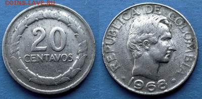 Колумбия - 20 сентаво 1968 года (магнетик) до 20.06 - Колумбия 20 сентаво, 1968