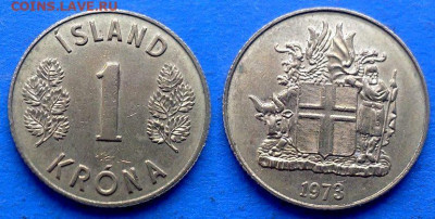 Исландия - 1 крона 1973 года до 20.06 - Исландия 1 крона, 1973