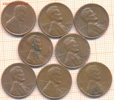 США 1  цент 1960-69 гг. , фикс - США 8 монет 479
