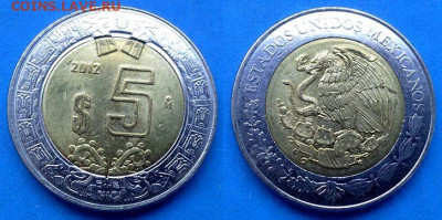 Мексика - 5 песо 2012 года (БИМ) до 24.06 - Мексика 5 песо, 2012