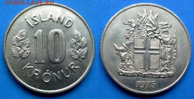 Исландия - 10 крон 1975 года до 26.06 - Исландия 10 крон, 1975