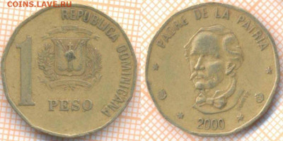 Доминикана 1 песо 2000 г., до 27.06.2020 г. 22.00 по Москве - Доминикана 1 песо 2000 1116