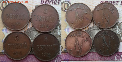5 пенни 1907, 08, 11, 14, 15 XF фикс - 5 пенни 1907,08,11,14