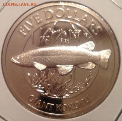 Крона Шайба Новая Зеландия 5$ доллар 2003 Гигантская галакси - krona_shajba_novaja_zelandija_5_dollar_2003_gigantskaja_galaksija_ryba_unc_fauna_tirazh_2400_sht_redkaja