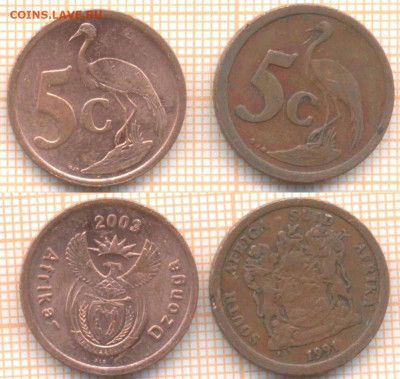 ЮАР 5 центов 1991,2003 г., до 06.07.2020 г. 22.00 по Москве - ЮАР 5 центов 1991 2003  1227