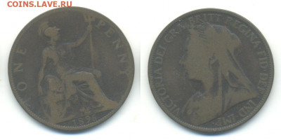 Погодовка Великобритании с рубля 1 пенни 1896 - 1p1896