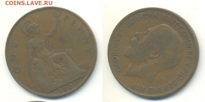 Погодовка Великобритании с рубля 1 пенни 1921 - 1p1921