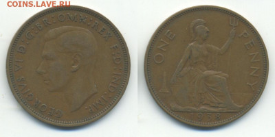 Погодовка Великобритании с рубля 1 пенни 1938 - 1p1938