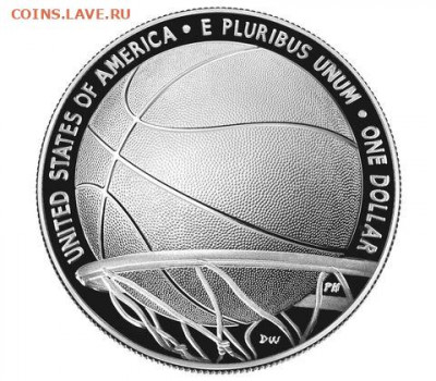 НОВИНКА 1$ США 2020 Баскетбол Зал Славы Серебро 999 Вогнутая - 20cc_c