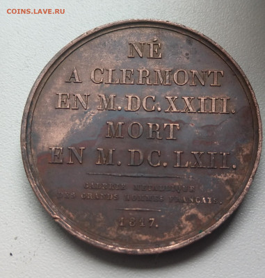 Медаль Паскаль Франция 1817 крупная медь - IMAG7335~2