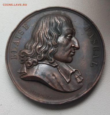 Медаль Паскаль Франция 1817 крупная медь - IMAG7336~2