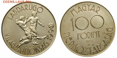Крона Шайба Венгрия 100 форинт 1988 Чемпионат Мира по футбол - krona_shajba_vengrija_100_forint_1988_chempionat_mira_po_futbolu_1990_unc