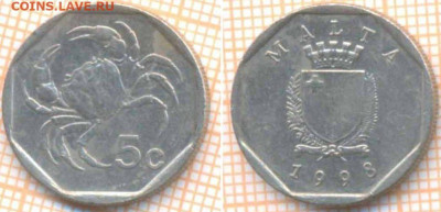 Мальта 5 центов 1998 г., до 14.07.2020 г. 22.00 по Москве - Мальта 5 центов 1998 666