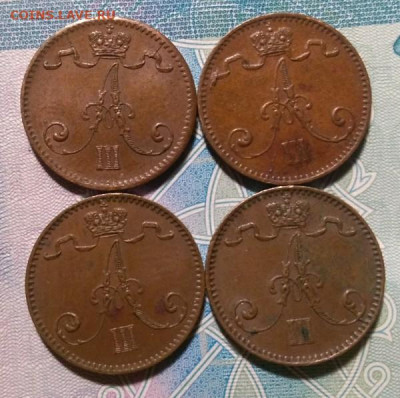 Русская Финляндия 1 пенни 1883,1888,1893,1894 гг. - 1594418579