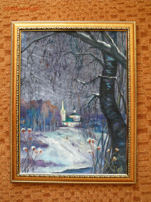 картина П.Л. Ураткин "Храм. Зима". Бархат. масло. - ураткин5.JPG