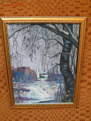 картина П.Л. Ураткин "Храм. Зима". Бархат. масло. - ураткин2.JPG