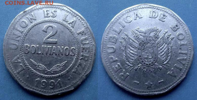 Боливия - 2 боливиано 1991 года до 18.07 - Боливия 2 боливиано, 1991