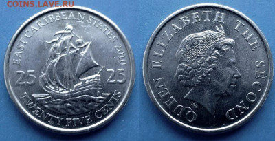 Восточные Карибы - 25 центов 2010 года (Парусник) до 18.07 - Восточные Карибы 25 центов, 2010