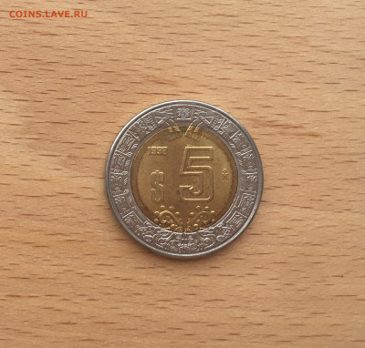 биметалл Мексика 5 песо 1998 - IMG_2557.JPG
