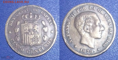 Испания 5 сентимо, 1879 (176) - 176
