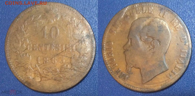Италия Король Виктор Эммануил II 10 чентезимо, 1863 (406) - 406