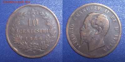 Италия 10 чентезимо, 1866 (615) - 615