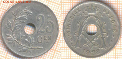 Бельгия 25 сантимов 1928 г., до 22.07.2020 г. 22.00 по Москв - Бельгия 25 сантимов 1928 1327