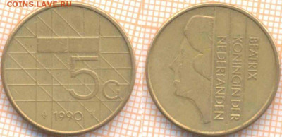 Нидерланды 5 гульденов 1990 г., до 22.07.2020 г. 22.00 по Мо - Нидерланды 5 гульденов 1990 904