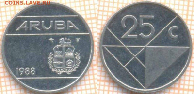 Аруба 25 центов 1988 г., до 22.07.2020 г. 22.00 по Москве - Аруба 25 центов 1988 1346
