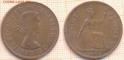 Великобритания 1 пенни 1967 г., до 22.07.2020 г. 22.00 по Мо - Великобритания 1 пенни 1967 999