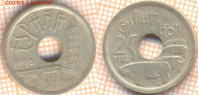 Испания 25 песет 1995 г., до 22.07.2020 г. 22.00 по Москве - Испания 25 песет 1995 1388