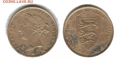 24 шиллинга 1894, красная бронза - джерси 1-24 1894