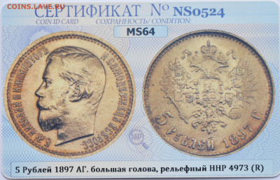 5 рублей 1897 АГ «БГ» в слабе ННР MS64, до 21:00 28.07 - 1AB02981-9C68-45FD-B4CB-EC78645250C0
