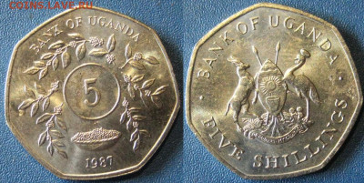 УГАНДА 5 шиллингов 1987 г 27-07 В22-00 мск - Уганда 10шилин