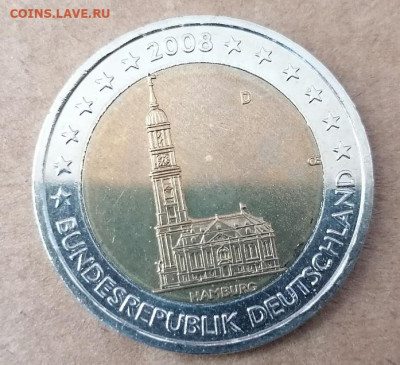 2 Евро Германия Гамбург до 25.07.20 22.00 - Гамбург реверс 2008