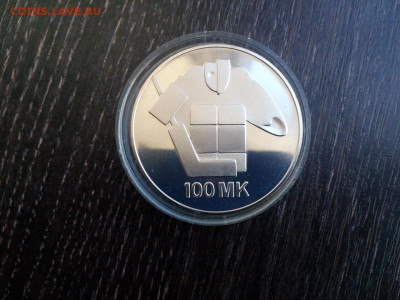 Ag 100 марок Финляндия, Хоккей 1991 UNC до 29.07 22:10 - фин сер 91 100 (1)